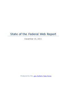 State of the Federal Web Report December 16, 2011