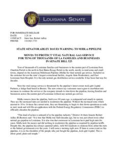 FOR IMMEDIATE RELEASE DATE: [removed]CONTACT: State Sen. Robert Adley PHONE: [removed]