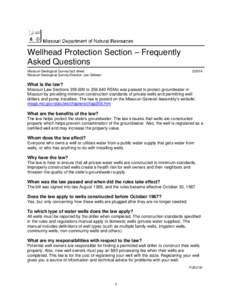 Wellhead Protection Section – Frequently Asked Questions Missouri Geological Survey fact sheet Missouri Geological Survey Director: Joe Gillman[removed]