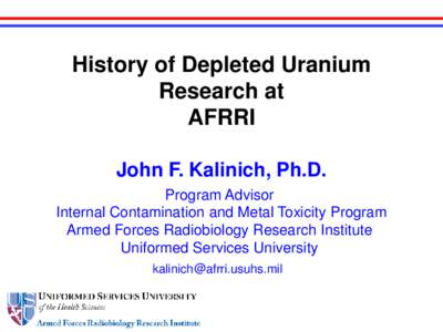 History of depleted uranium research at AFRRI