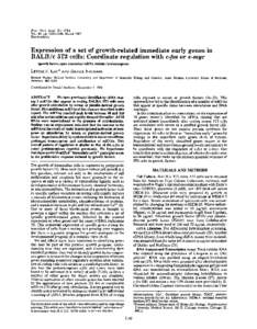 Proc. Natl. Acad. Sci. USA Vol. 84, pp[removed], March 1987 Biochemistry  Expression of a set of growth-related immediate early genes in