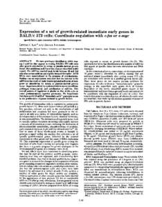 Gene expression / Molecular genetics / Cycloheximide / Myc / Immediate early gene / Gene / Molecular biology / Polyadenylation / Complementary DNA / Biology / Genetics / RNA