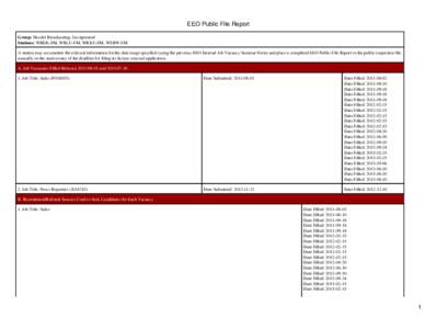 EEO Public File Report Group: Nicolet Broadcasting, Incorporated Stations: WBDK-FM, WRLU-FM, WRKU-FM, WSBW-FM A station may accumulate the relevant information for the date range specified (using the previous EEO Interna