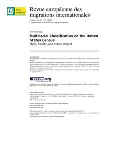 Multiracial Classification on the United States Census