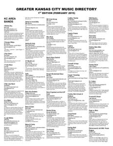 GREATER KANSAS CITY MUSIC DIRECTORY 1ST EDITION (FEBRUARY 2015)    KC AREA