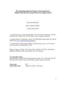 K-ration / Meal /  Ready-to-Eat / Field ration / Brian Wansink / Food / Personal life / United States / United States military ration / Jungle ration / Military food / Science and technology in the United States / C-ration