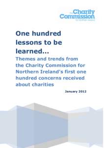 One hundred lessons to be learned... Themes and trends from the Charity Commission for Northern Ireland’s first one