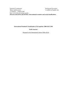 Statistical Commission Background document Thirty-eighth session Available in English only 27 February - 2 March 2007 Item 3 (i) of the provisional agenda