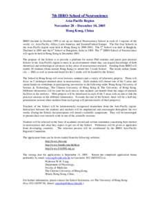 Chinese University of Hong Kong / Neuroscience / Hong Kong / International Brain Research Organization / Hong Kong University of Science and Technology