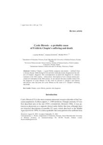 J. Appl. Genet. 44(1), 2003. pp[removed]Review article Cystic fibrosis – a probable cause of Frédéric Chopin’s suffering and death
