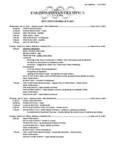 Last	
  Updated	
    2014	
  WEIO	
  Schedule	
  of	
  Events	
   [removed]	
  