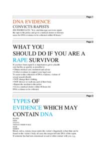 Biology / Academia / Violence / Rape / Sex crimes / Sexual abuse / Forensic genetics / DNA / DNA profiling / Forensic science / Rape kit / Rape investigation