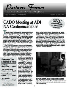 VOLUME FIFTEEN • NUMBER TWO	  FOURTH QUARTER 2008 CADO Meeting at ADI NA Conference 2009