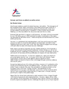 VC Article 04 - ASEM - Europe and Asia as global security actors