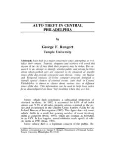 AUTO THEFT IN CENTRAL PHILADELPHIA by George F. Rengert Temple University