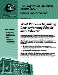 The Progress of Education Reform 2007 School Improvement Vol. 8, No. 5, Nov[removed]What’s Inside