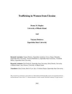 Trafficking in Women from Ukraine  Donna M. Hughes