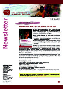 Newsletter  SWISS FOUNDATION OF THE INTERNATIONAL SOCIAL SERVICE  Joint parental authority
