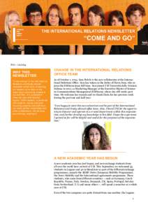 N.6 – WHY THIS NEWSLETTER “Come and go” is the International Relations and Study-abroad