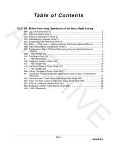 IDAPA 52 - Idaho State Lottery Commission.book