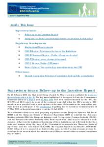 European Commission  DG Internal Market and Services EBC Info-letter Issue 1 | September 2009