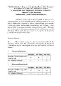 The Administration’s Response to the Questions Raised at the Meeting of the Legislative Council Panel on Public Service Held on 21 January 2008 on the Retention and Recruitment Situations of Civil Service Grades Select