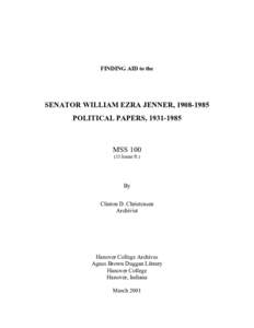 William Jenner / United States / Homer E. Capehart / Indiana / Joseph McCarthy / United States Senate / McCarthyism / Old Right / William E. Jenner