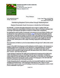 Maryland Sustainable Growth Commission Jon Laria, Chair 301 West Preston Street, Suite 1101 Baltimore, Maryland, [removed]Press Release