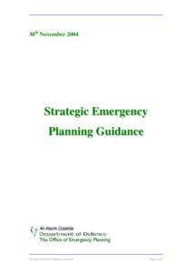 30th November[removed]Strategic Emergency Planning Guidance  The Office of Emergency Planning