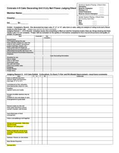 Colorado 4-H Cake Decorating Unit 1 Judging Sheet