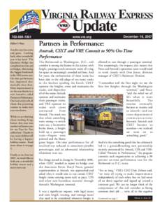 VIRGINIA RAILWAY EXPRESS  Update[removed]Editor’s Note:
