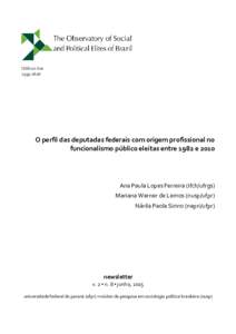 ISSN on lineO perfil das deputadas federais com origem profissional no funcionalismo público eleitas entre 1982 e 2010