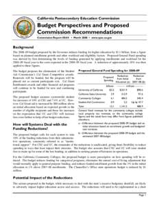 California Postsecondary Education Commission -- Budget Perspectives and Proposed Commission Recommendations, Report 08-04