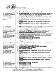 SCORING GUIDE – WE THE PEOPLE SIMULATED CONGRESSIONAL HEARING 1. UNDERSTANDING To what extent did participants demonstrate a clear understanding of the basic issues addressed by the