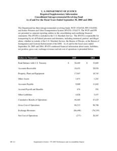 Required Supplementary Information Consolidated Intragovernmental Revolving Fund As of and For the FYs Ended September 30, 2005 and 2004