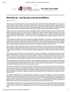 Jeffrey Sachs: Washing Up - and Saving Lives by the Millions March 2 6 , Washing Up - and Saving Lives by the Millions