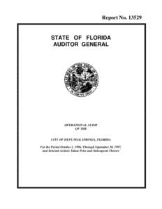 Report No[removed]STATE OF FLORIDA AUDITOR GENERAL  OPERATIONAL AUDIT