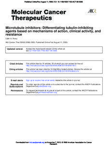 Published OnlineFirst August 11, 2009; DOI: [removed].MCT[removed]Microtubule inhibitors: Differentiating tubulin-inhibiting