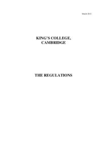 MarchKING’S COLLEGE, CAMBRIDGE  THE REGULATIONS