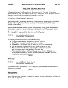Microsoft Word - REGULAR COUNCIL MEETING 02 February 10, 2014.doc