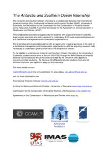 Physical geography / Institute for Marine and Antarctic Studies / Water / Convention for the Conservation of Antarctic Marine Living Resources / Agreement on the Conservation of Albatrosses and Petrels / Petrel / Antarctic / Albatross / University of Tasmania / Seabirds / Procellariiformes / Ornithology