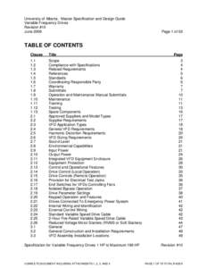 University of Alberta - Master Specification and Design Guide Variable Frequency Drives Revision #10 June[removed]Page 1 of 63