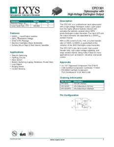 CPC1301 Optocoupler with High-Voltage Darlington Output INTEGRATED CIRCUITS DIVISION Parameter