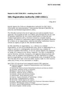 Registration authority / Information / Science / Public services / Identifiers / International Standard Identifier for Libraries and Related Organizations / Libraries