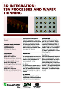 3D INTEGRATION: TSV PROCESSES AND WAFER THINNING 1