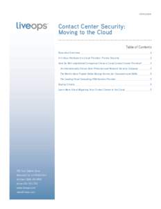 white paper  Contact Center Security: Moving to the Cloud Table of Contents