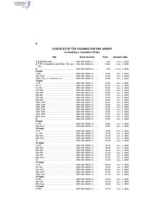 4 CHECKLIST OF CFR VOLUMES FOR THIS MONTH (Comprising a Complete CFR Set) VerDate 11-MAY-2000