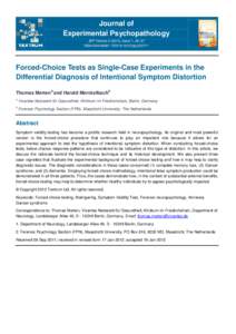 Forced-Choice Tests as Single-Case Experiments in the Differential Diagnosis of Intentional Symptom Distortion