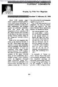 Essays of an Information Scientist, Vol:3, p[removed], [removed]Current Contents, #9, p.5-13, February 27, 1978  Keeping Up WidB New Magazines