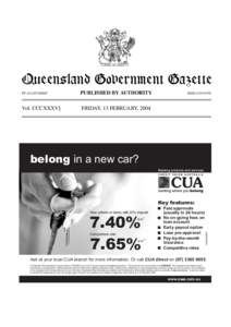 Queensland Government Gazette PP[removed]Vol. CCCXXXV]  PUBLISHED BY AUTHORITY